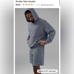 ALO Yoga Men's Double Take Hoodie in Slate Blue L